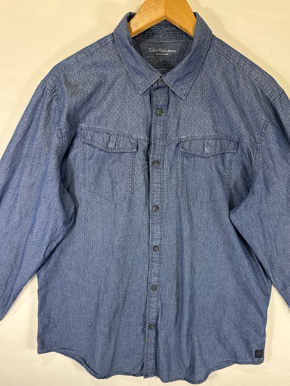 Calvin Klein Jeans Indigo Textured Button-Down Shirt